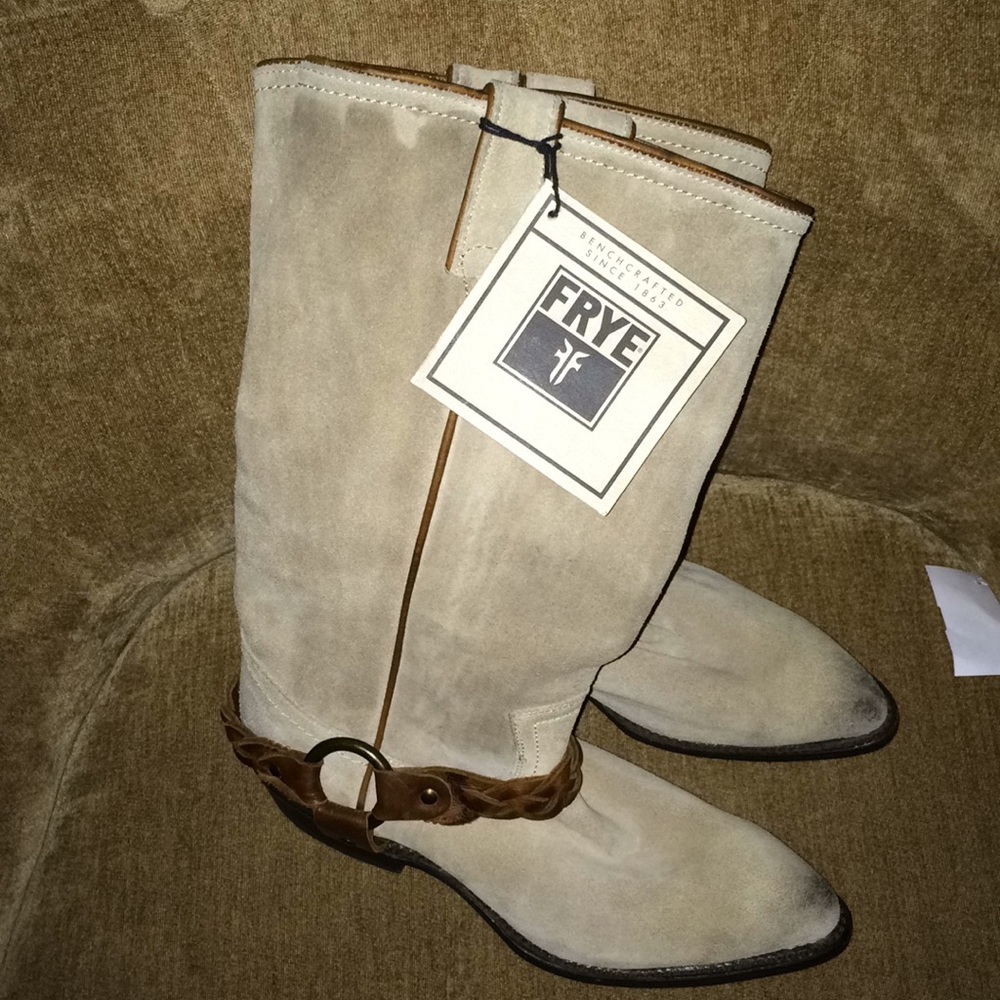Frye boots with distressed toe